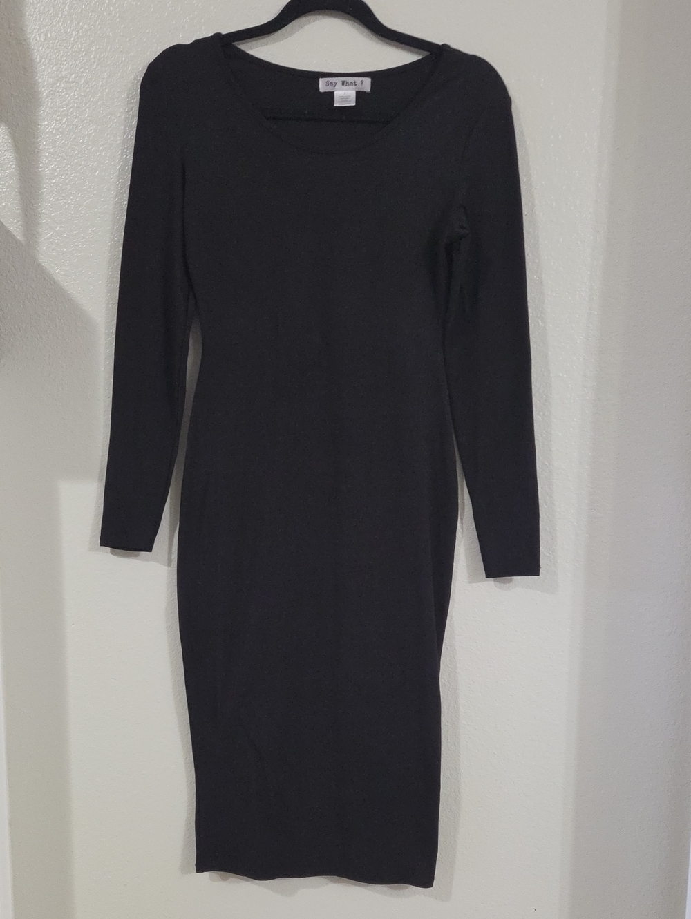 Say What? Black Long-Sleeve Midi Bodycon Dress